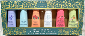 Crabtree & Evelyn Hand Therapy 6-Pack (0.9 oz Each) (Nantucket Briar, Goatmilk, Sweet Almond, Pomegranate Argan Grapeseed, Lavender, Pear & Pink Magnolia)