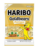 Haribo Gummi Candy  Goldbears Single Flavor Limited Edition  Pineapple, 4 oz. (12 bags)