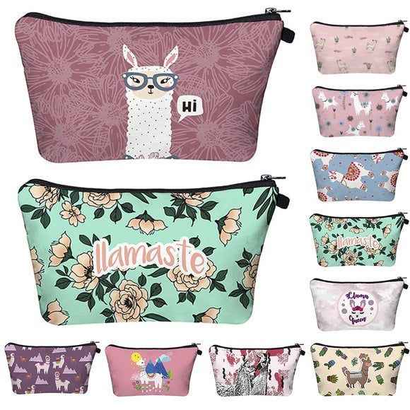 Cosmetic Organizer Bag Makeup  Llama Zipper Bags