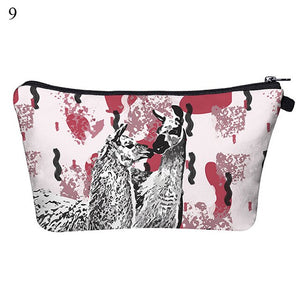 Cosmetic Organizer Bag Makeup  Llama Zipper Bags